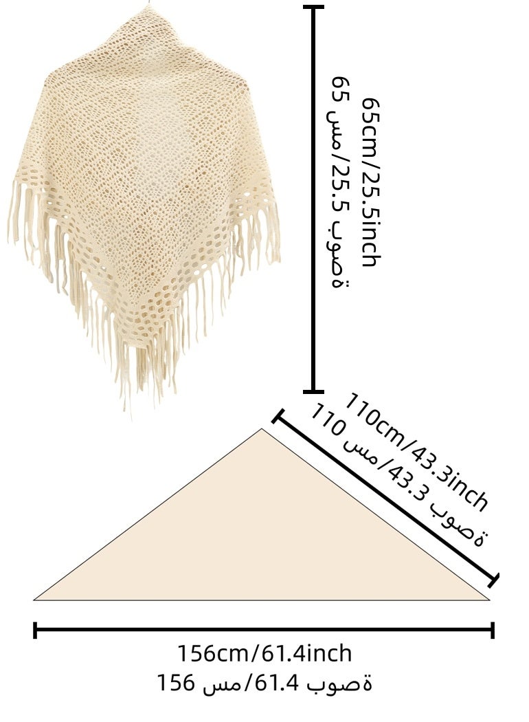 Women Knit Shawl with Tassel Front Warp Cardigan Hollow Out Pashmina Shawls Fashion Clothes Essential Scarf for Evening Party - Image 5