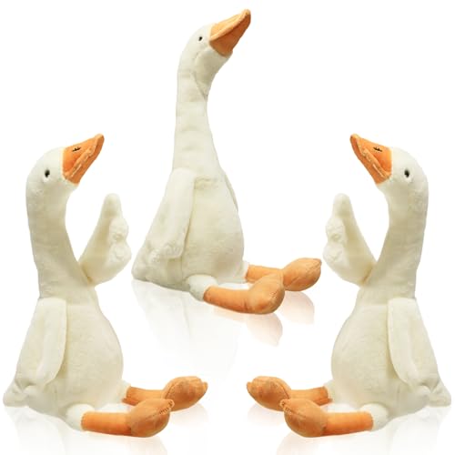 Sosation 3 Pieces 197 Silly Goose Plush Stuffed Animal ToySwan Stuffed AnimalWhite Fluffy Cute Goose Funny Duck Plush Swan Toys Gifts for Kids Home Birthday Favor - Image 1