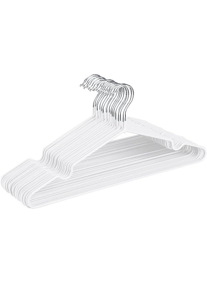 HOUSE DAY Metal Hangers Plastic Hangers 10 Pack - White Shirt Hangers for Clothes Space Saving Clothes Hangers Rubber Coat Hangers for Adult Heavy Duty Hangers Strong Anti-Slip Hangers Wire Hangers - Image 1