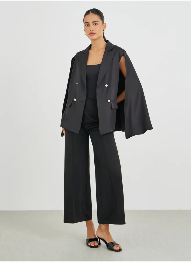 ستايلي Styli Regular Fit Double Breasted Cape Sleeve Blazer