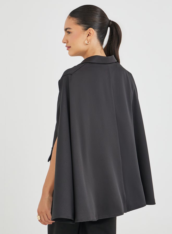 Styli Regular Fit Double Breasted Cape Sleeve Blazer - Image 5