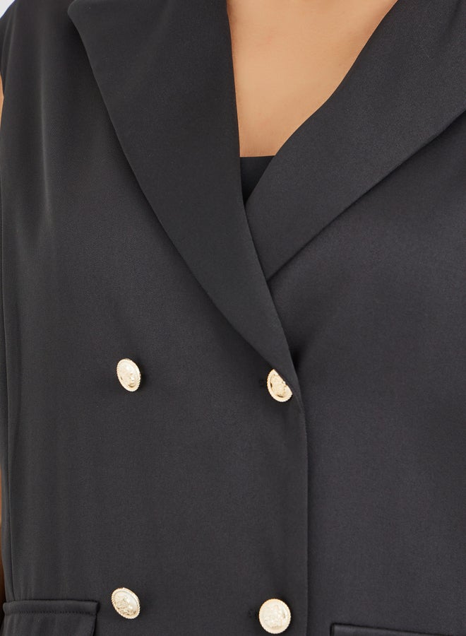 Styli Regular Fit Double Breasted Cape Sleeve Blazer - Image 4