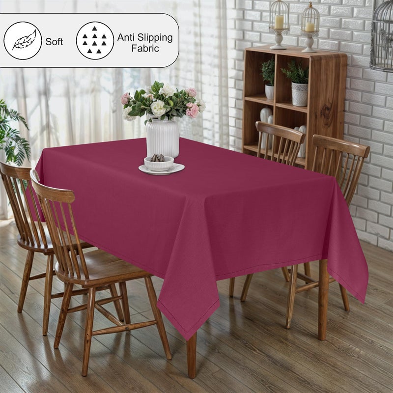 ريوفانتي Ruvanti Cotton Cinen Table Table Rectangle Table 108 × 60 بوصة كلاسيكية Hemstitch مقاومة للبقع مقاومة غسل مثالية لحفلات الزفاف والحفلات في فندق Table Cover Cover Cover - Image 3