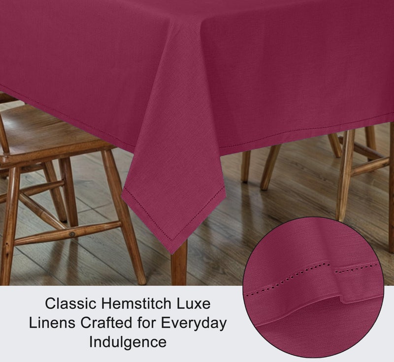 ريوفانتي Ruvanti Cotton Cinen Table Table Rectangle Table 108 × 60 بوصة كلاسيكية Hemstitch مقاومة للبقع مقاومة غسل مثالية لحفلات الزفاف والحفلات في فندق Table Cover Cover Cover - Image 2