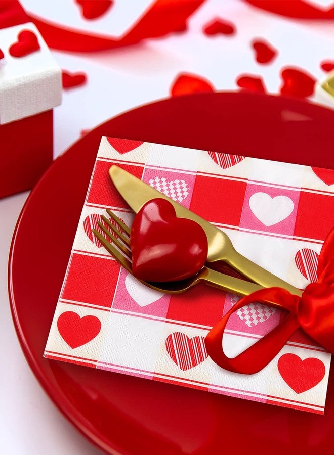 Quera 50 Pack Valentine'S Day Paper Napkins Love Heart Napkins Luncheon Napkins Disposable Napkins Cocktail Napkins for Dinner Banquet Wedding Birthday Party Supplies 6.5'' X 6.5'' - Image 5