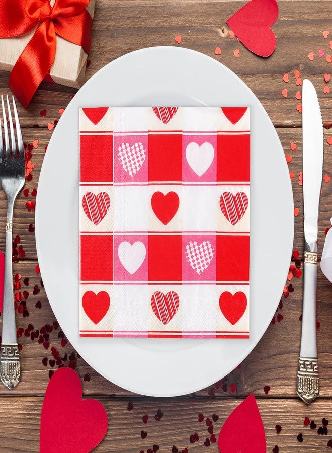 Quera 50 Pack Valentine'S Day Paper Napkins Love Heart Napkins Luncheon Napkins Disposable Napkins Cocktail Napkins for Dinner Banquet Wedding Birthday Party Supplies 6.5'' X 6.5'' - Image 4