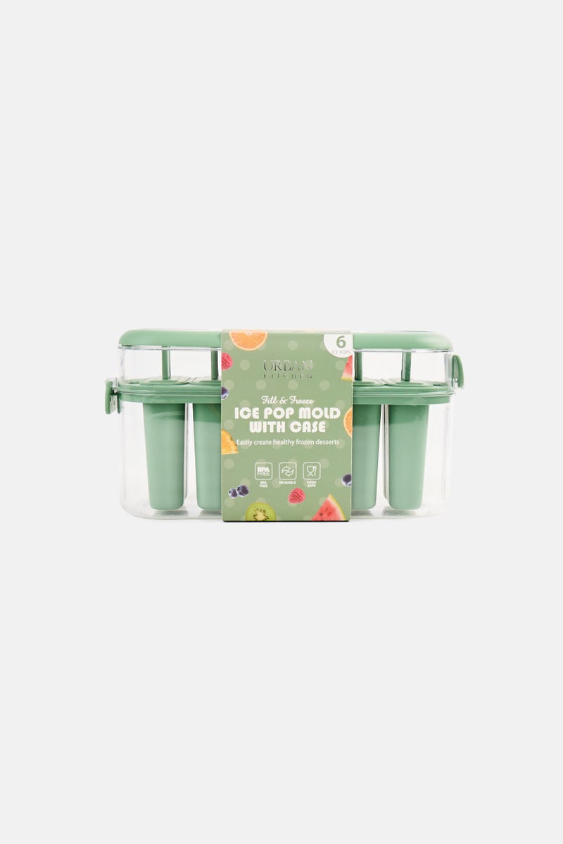 Urban Kitchen 6 Ice Pops Mold With Case, Green  - Image 1