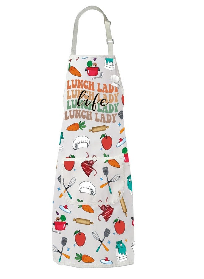 PXTIDY Lunch Lady Life Kitchen Apron Lunch Lady Appreciation Gift Cafeteria Worker Gift School Cook Apron With Pockets (LUNCH WA) - Image 1