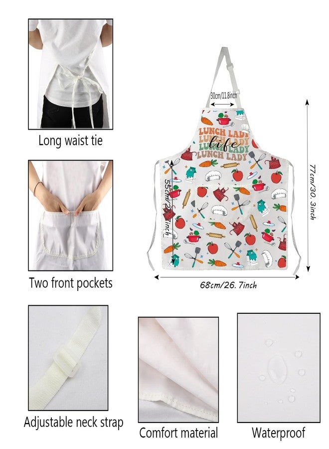 PXTIDY Lunch Lady Life Kitchen Apron Lunch Lady Appreciation Gift Cafeteria Worker Gift School Cook Apron With Pockets (LUNCH WA) - Image 2