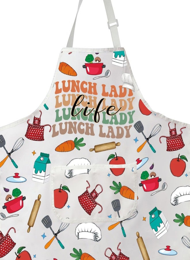 PXTIDY Lunch Lady Life Kitchen Apron Lunch Lady Appreciation Gift Cafeteria Worker Gift School Cook Apron With Pockets (LUNCH WA) - Image 3