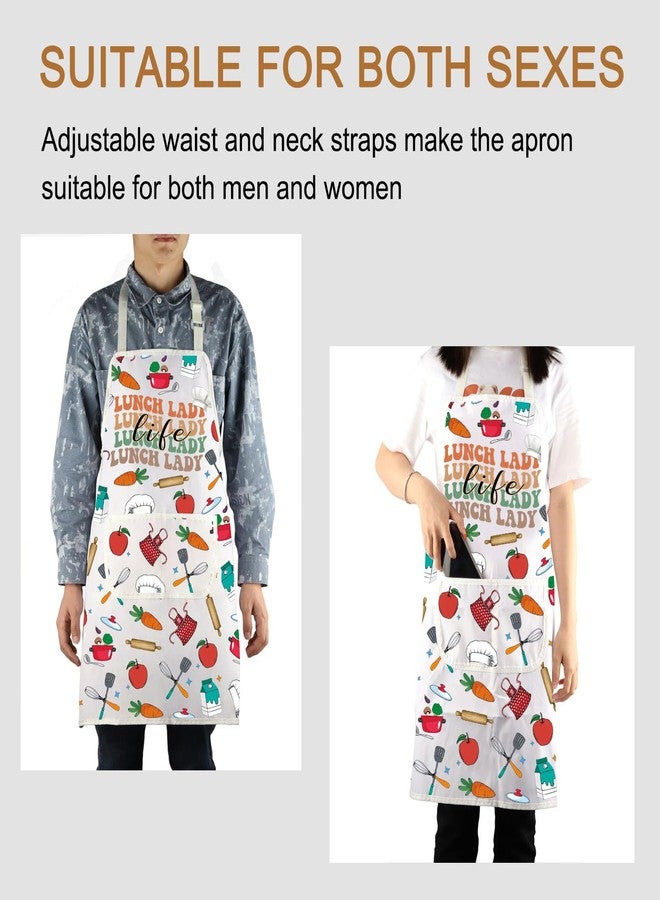 PXTIDY Lunch Lady Life Kitchen Apron Lunch Lady Appreciation Gift Cafeteria Worker Gift School Cook Apron With Pockets (LUNCH WA) - Image 4