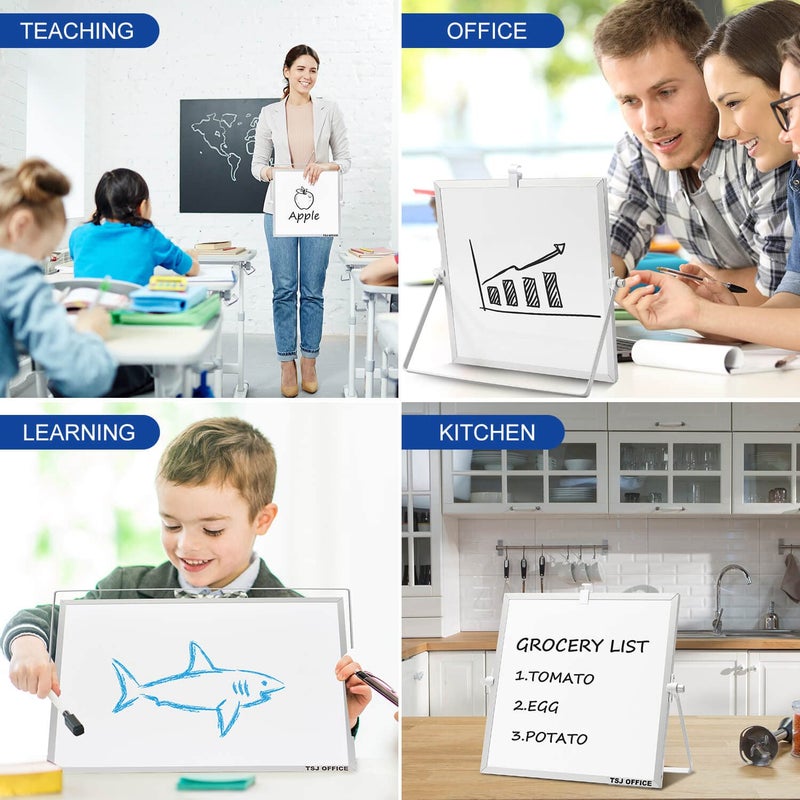 TSJ OFFICE Small Magnetic Dry-Erase White Board – 10 x 10 Inches Mini Easel Whiteboard 360 Degrees Revolving Double Sided Stand for Office, Home, School - Image 4