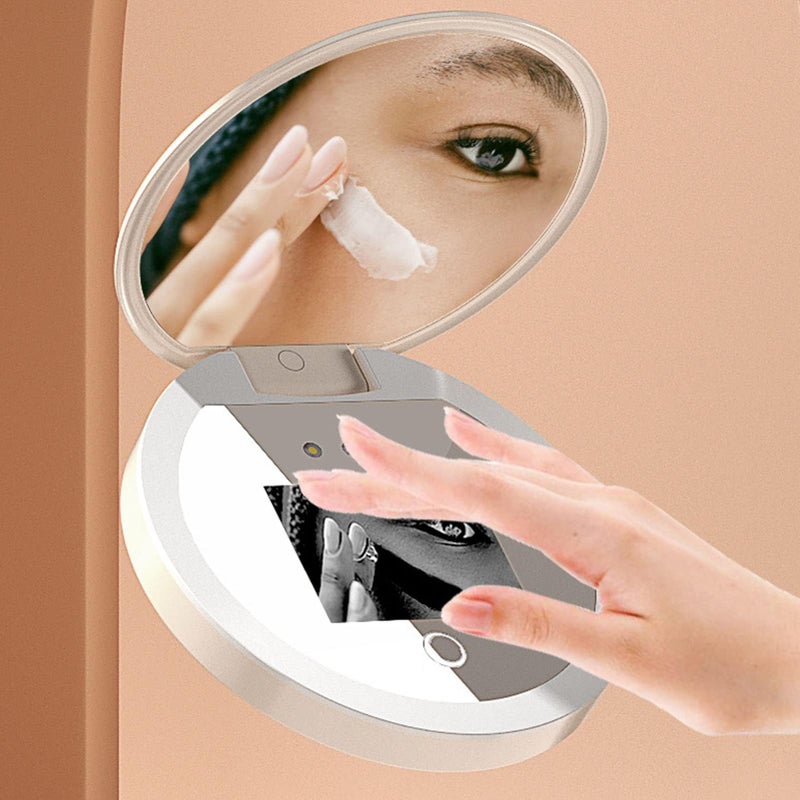 Luckam Travel Makeup Mirror with UV Camera for Sunscreen Test,  2X Magnification HD Screen Portable Lighted Mirror, 3.5inch Portable Purse Pocket LED Mirror for Skin Protection, Women Gifts - Image 4