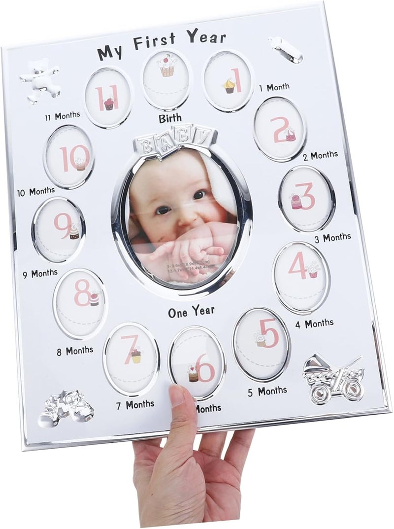 Abaodam 1Pc Photo Frame Months Growth Record Display Rack Creative Cartoon Design for Birthday Memories Safe Durable Keepsake White - Image 3