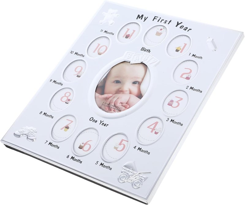 Abaodam 1Pc Photo Frame Months Growth Record Display Rack Creative Cartoon Design for Birthday Memories Safe Durable Keepsake White - Image 1