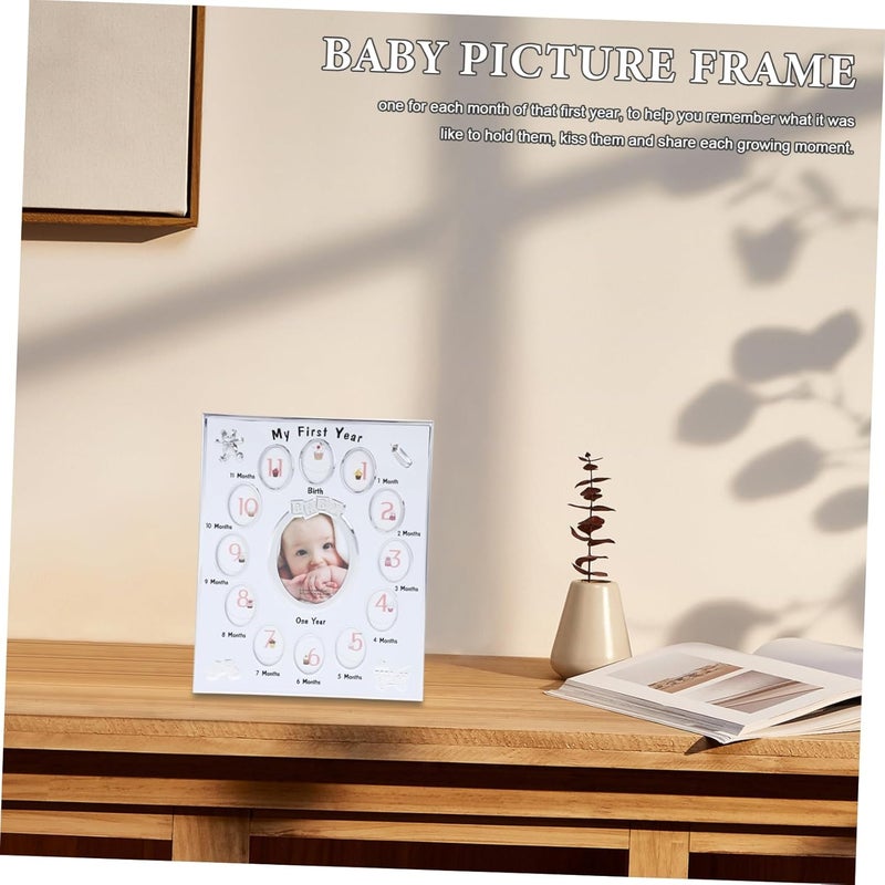 Abaodam 1Pc Photo Frame Months Growth Record Display Rack Creative Cartoon Design for Birthday Memories Safe Durable Keepsake White - Image 5