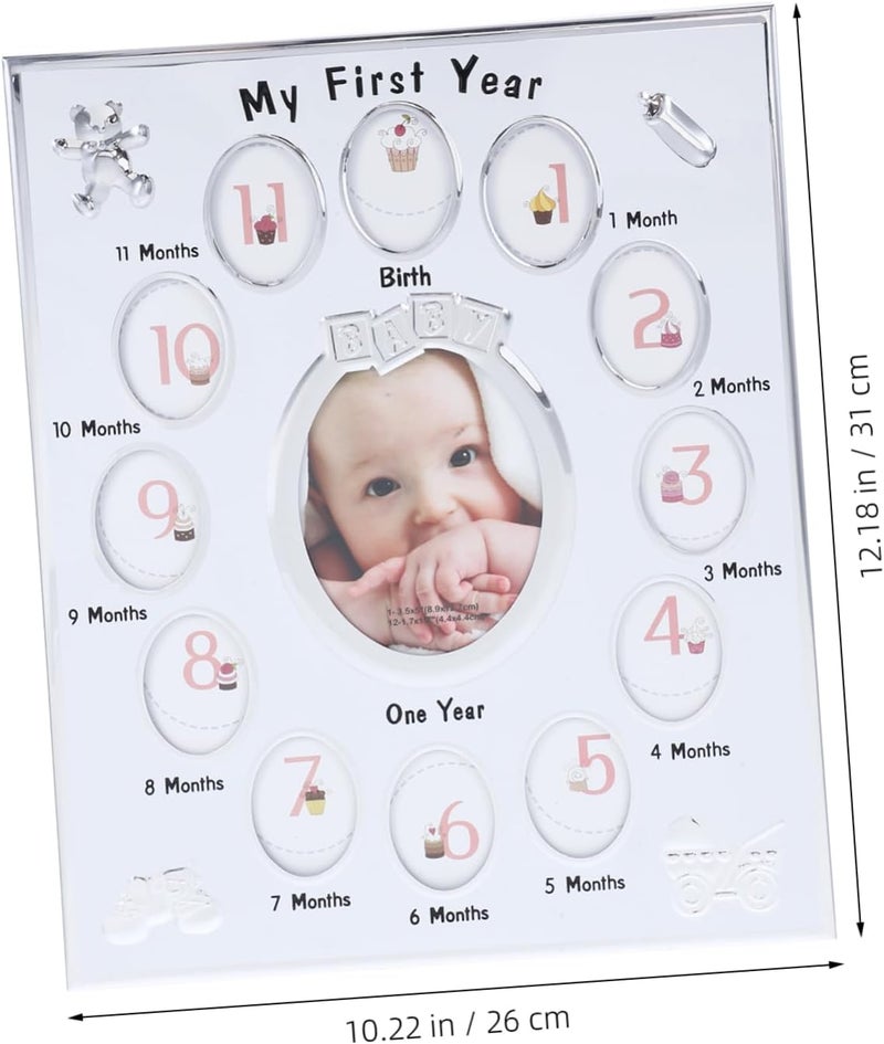 Abaodam 1Pc Photo Frame Months Growth Record Display Rack Creative Cartoon Design for Birthday Memories Safe Durable Keepsake White - Image 2