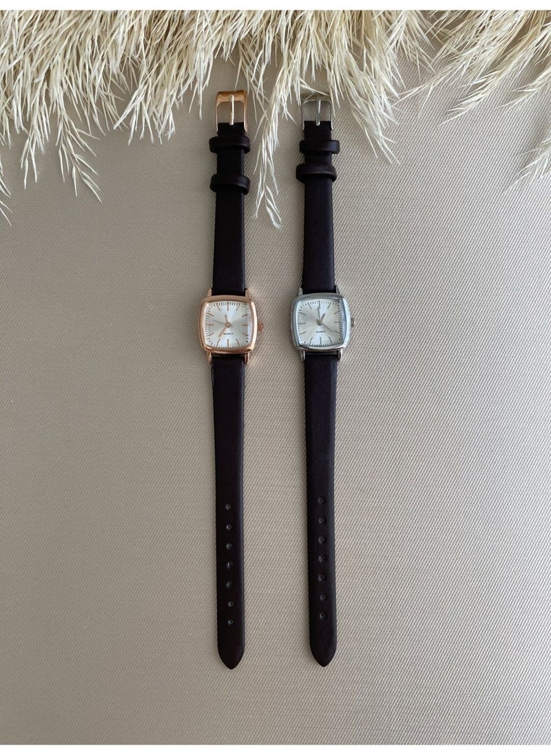 QUARTZ Retro Minimal Vintage Leather Band Women's Wristwatch  - Image 2
