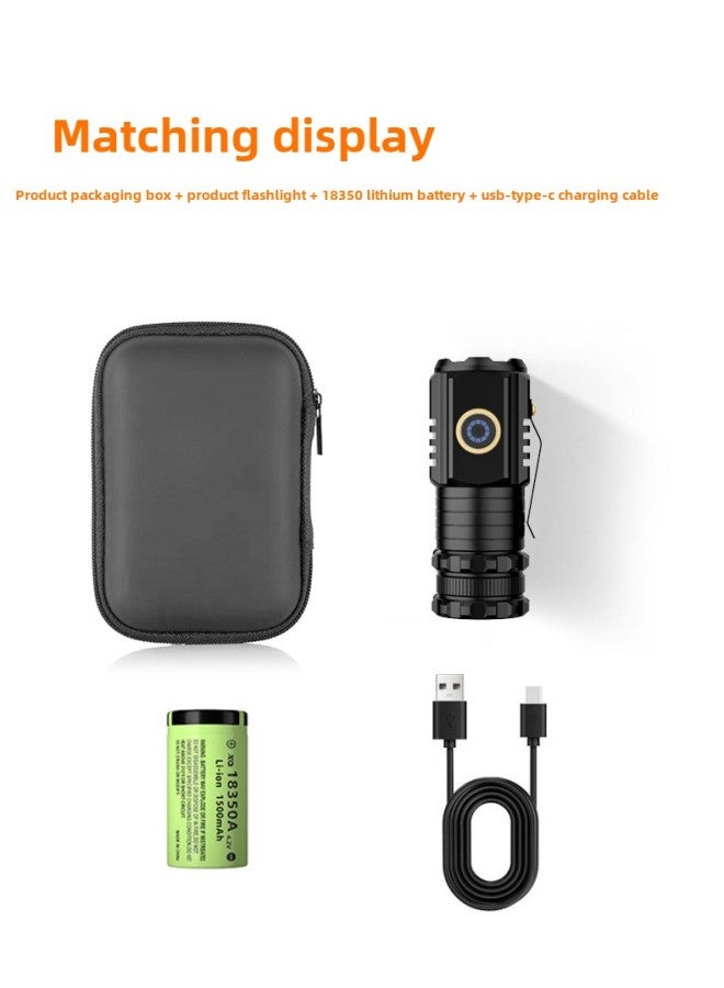 Generic LED Strong Light Long-range Flashlight Super Bright Mini Portable Small Flashlight Outdoor Multi-function Cap Lamp-Color:Sd-s350-1 Magnetic Flashlight + Data Cable + Battery + Box  - Image 1