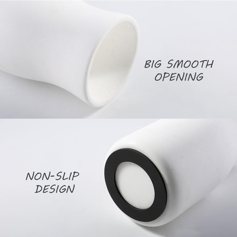 BCS White Marble Vase for Flowers, 8.66" Minimalist Modern Frosted Flower Vase for Home Decor, Decorative Vases for Centerpieces, Living Room, Dining Table, Office, Boho Farmhouse Decor - Image 5