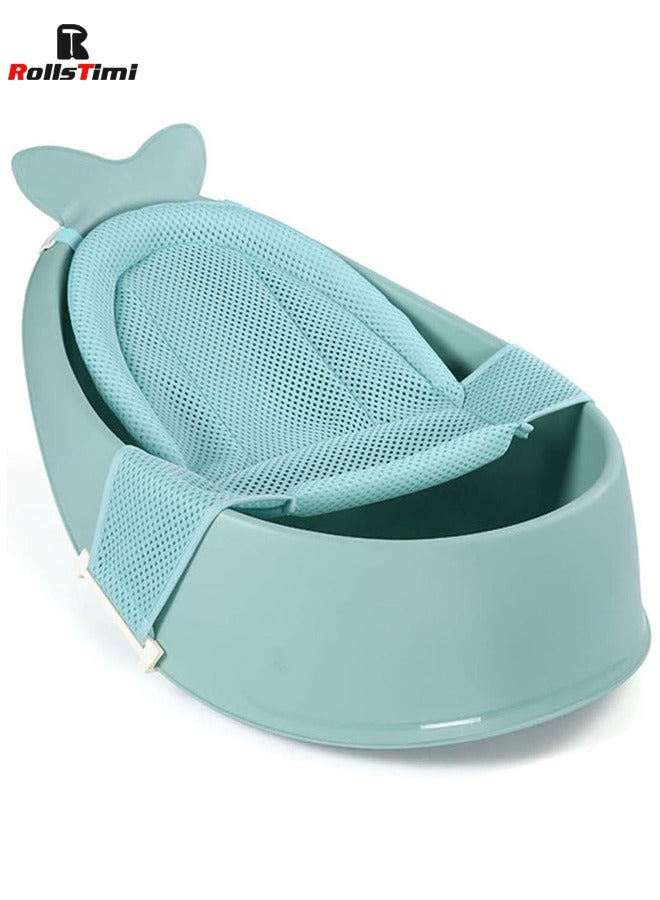 RollsTimi  Baby Bath Tub, 3-Stage Smart Sling Tub, Moby, Blue - Image 1