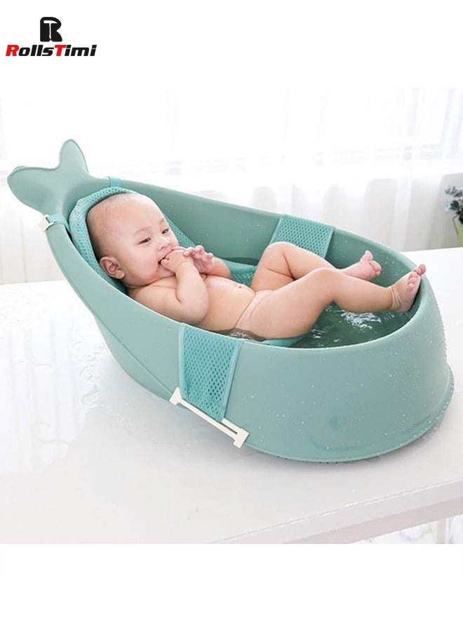 RollsTimi  Baby Bath Tub, 3-Stage Smart Sling Tub, Moby, Blue - Image 2