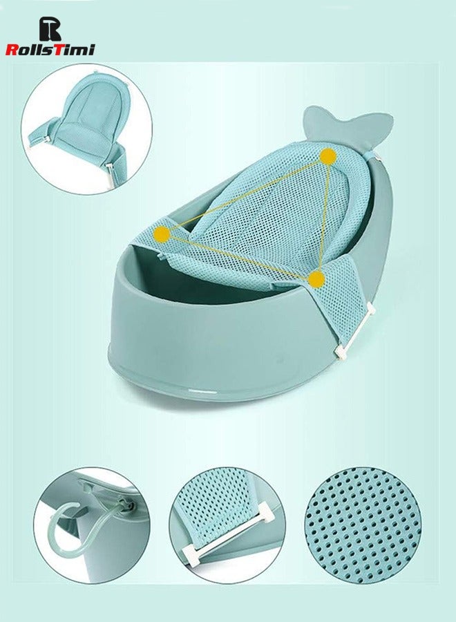RollsTimi  Baby Bath Tub, 3-Stage Smart Sling Tub, Moby, Blue - Image 4