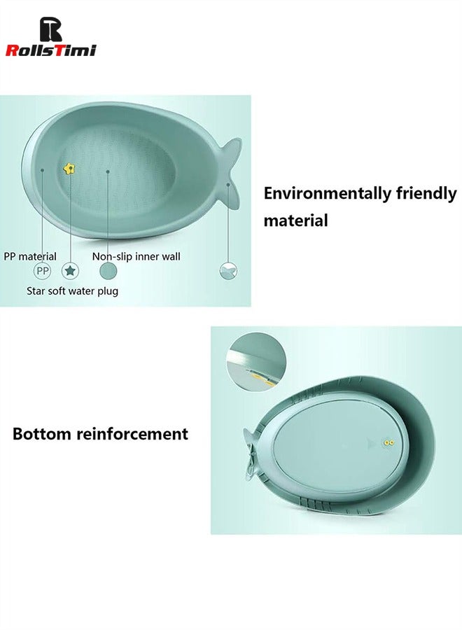 RollsTimi  Baby Bath Tub, 3-Stage Smart Sling Tub, Moby, Blue - Image 5