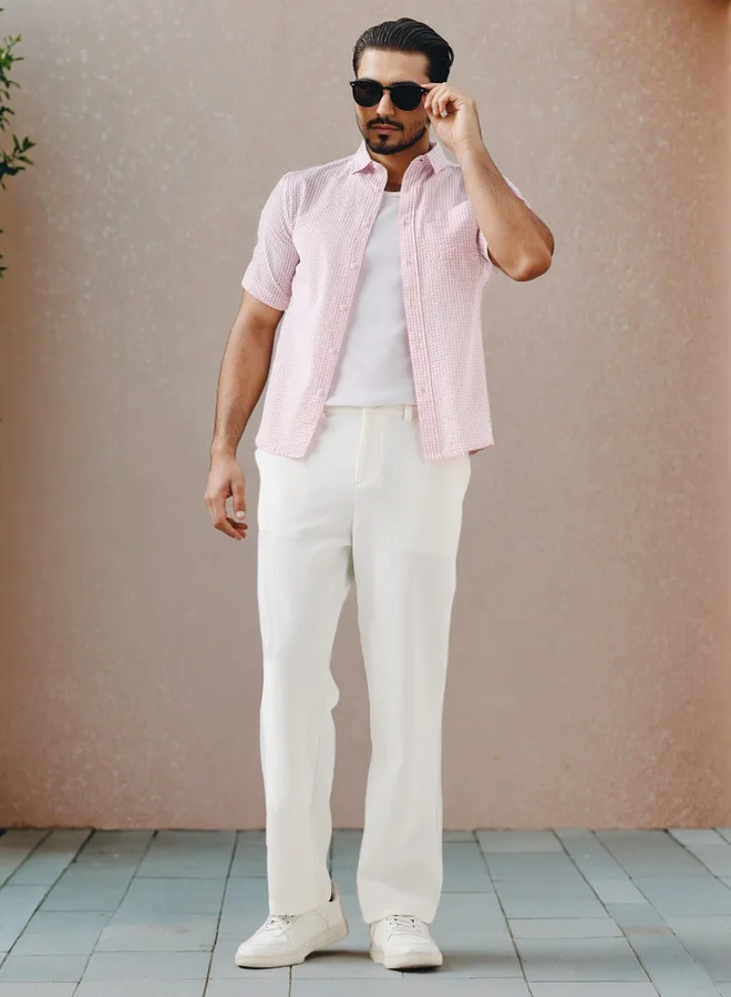 سبلاش فيڤ قميص سيزاكر كاروهات بقصة عادية وياقة