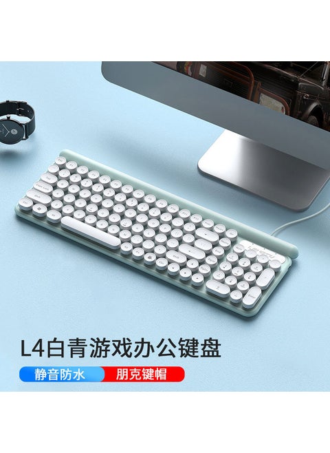 L3/L4 Wireless Silent Keyboard Mouse Punk Style L4 white green wired keyboard