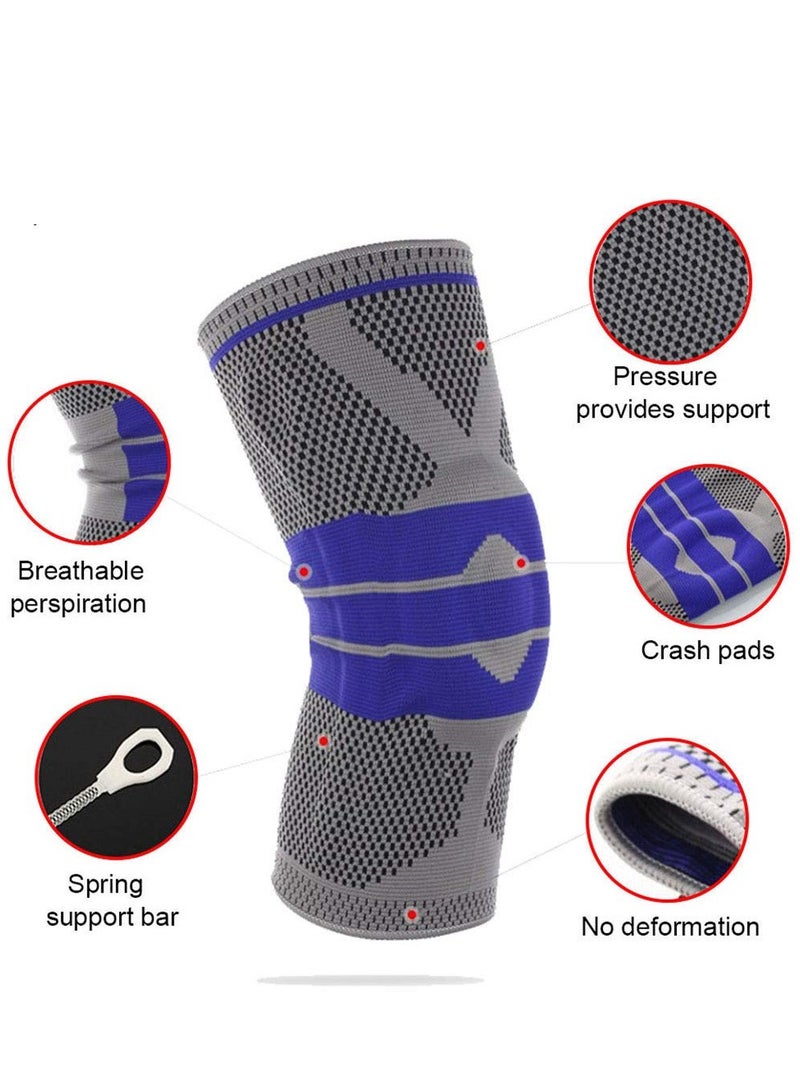 Cuken 1 Pair Knee Pads with Silicone, Knee Support, Shock Absorbing Knee Brace for Basketball, Volleyball, Work Support and Pressure Relief, Multi-Purpose Open Patella Support for Men, Grey L - Image 2