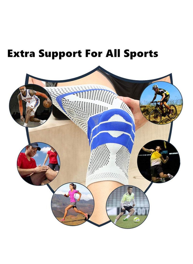 Cuken 1 Pair Knee Pads with Silicone, Knee Support, Shock Absorbing Knee Brace for Basketball, Volleyball, Work Support and Pressure Relief, Multi-Purpose Open Patella Support for Men, Grey L - Image 4