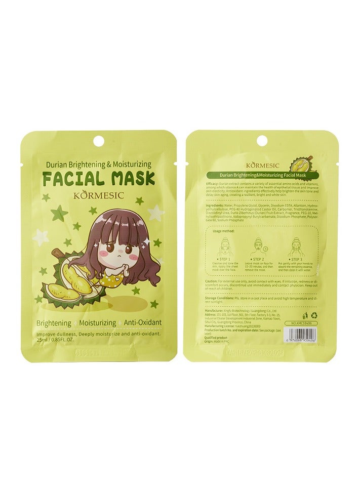 Kormesic قناع الدوريان 5 قطع - تغذية عميقة، تهدئة للبشرة، مناسب لجميع أنواع البشرة - Image 1