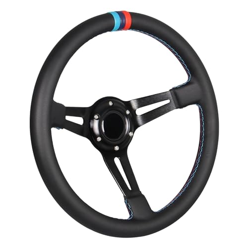 GONMOT 3 Color Stitching Racing Steering Wheel Microfiber Leather 138350mm Drifting Deep Dish Steering Wheel For Car and Simulation PC Game - Image 1