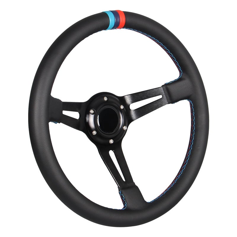 GONMOT 3 Color Stitching Racing Steering Wheel Microfiber Leather 138350mm Drifting Deep Dish Steering Wheel For Car and Simulation PC Game - Image 3