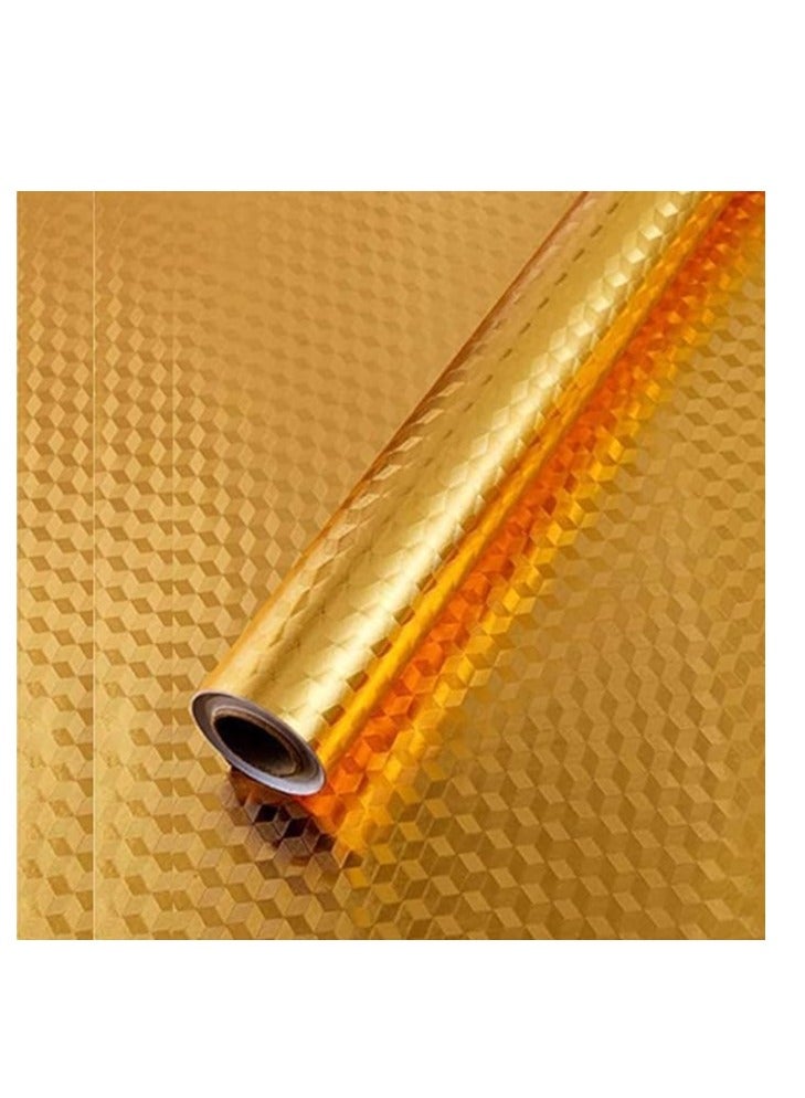 Flamingo Metallic Foil Embossed Paper Roll 50cm X 5Meter Gold Colour - Image 3