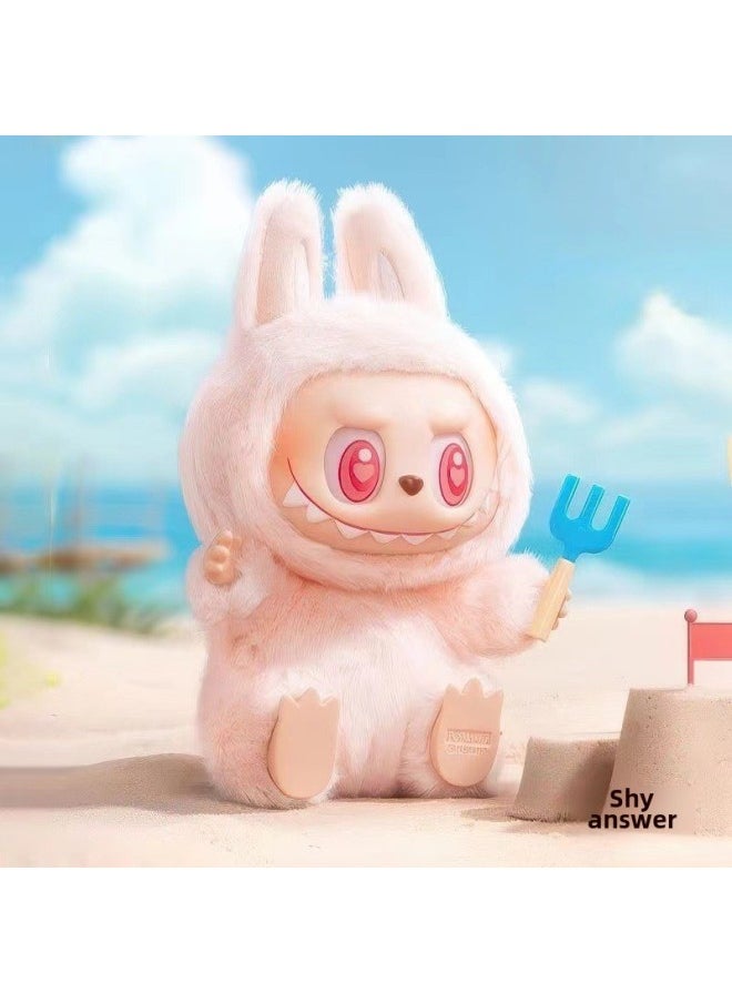 LABUBU Labubu Generation Of The Motherland Macarons Bubble Series Fun Blind Box Vinyl Face Plush Doll-Color:Shy Answer-Height:15cm