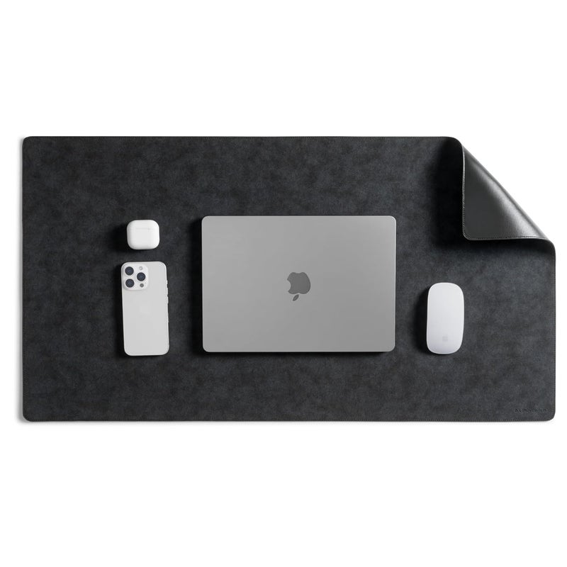 Daily Objects Reversible Desk Matte Sand Premium Vegan Leather Desk Mat|Anti-Skid|Anti-Slip|85 * 45cm|Spread Turf Desk/Laptop Mat for Work from Home/Gaming- Extended Mouse pad and Keyboard Desk-Black - Image 1