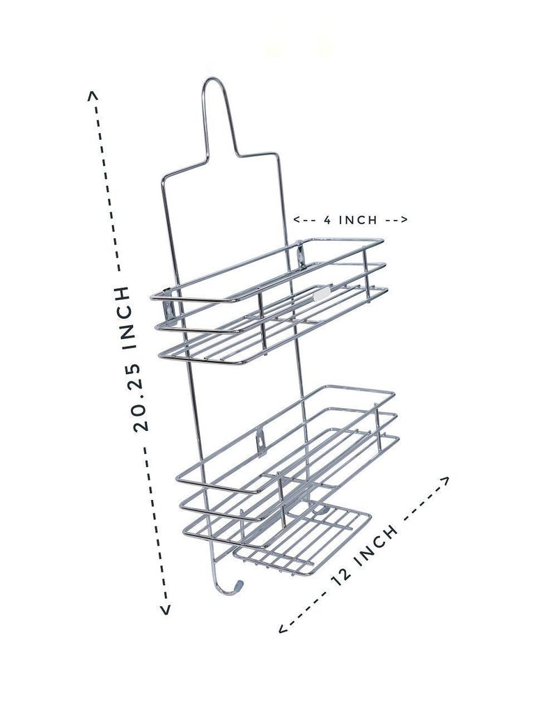 2heet Stainless Steel Shower Caddy | 3-Tier Hanging Bathroom Storage Shelf with Hooks | Rustproof Chrome-Plated Shower Rack Organizer | Extra Wide No-Drill Shower Storage for Shampoo, Soap & Towels - Image 4