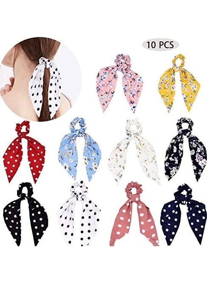 NIBEMINENT 10-Piece Scarf Scrunchies Women Hair Ties Multicolour - Image 1