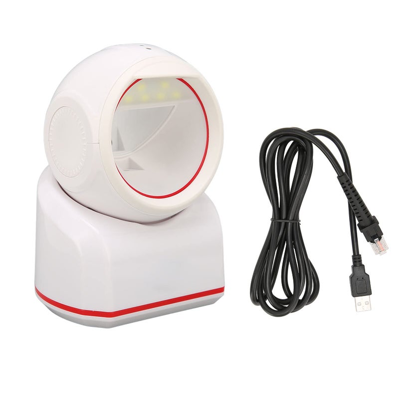 ماسح الباركود الأبيض USB قارئ QR كامل الاتجاه مقاوم للتداخل الضوئي - Image 2