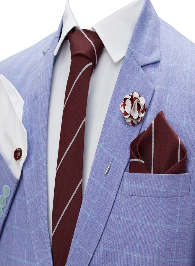 BLACKSMITH Tie, Cufflink, Pocket Square, Lapel Pin, Set of 4 for Men [ Free Size ] (A12-MAROON) - Image 2