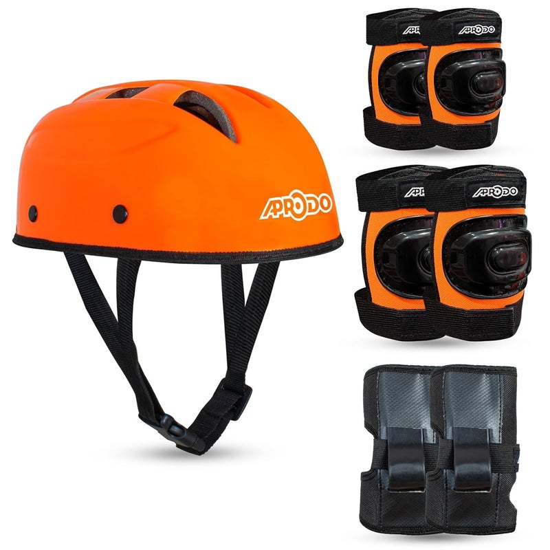 Aprodo Kids Protective Set Guard for Skating, Cycling & Skateboarding, (Suitable for Age Group 5 to 12 Years Old) (Neon Orange) - Image 1