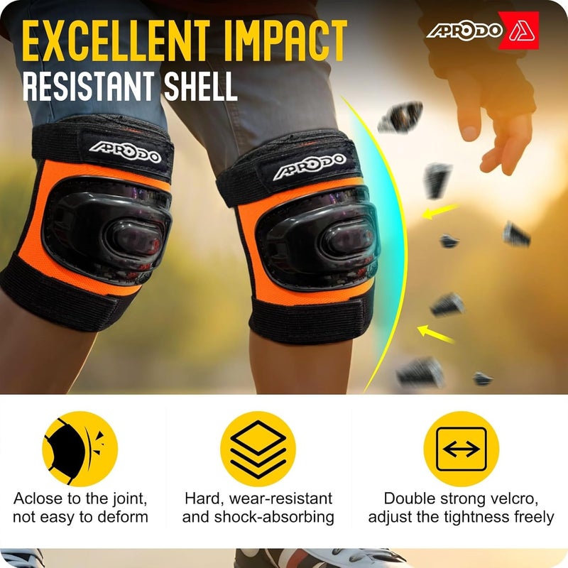 Aprodo Kids Protective Set Guard for Skating, Cycling & Skateboarding, (Suitable for Age Group 5 to 12 Years Old) (Neon Orange) - Image 4