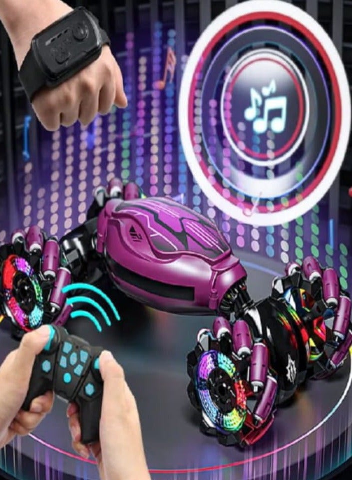 Gesture Control Car, 2.4GHz 4WD Gesture Sensitive Remote Drift Car with Lights and Music, Hand-Guided Drift Cars, 360 Degree Rotating Cars, Toy Gift for Kids (Purple) - Image 1