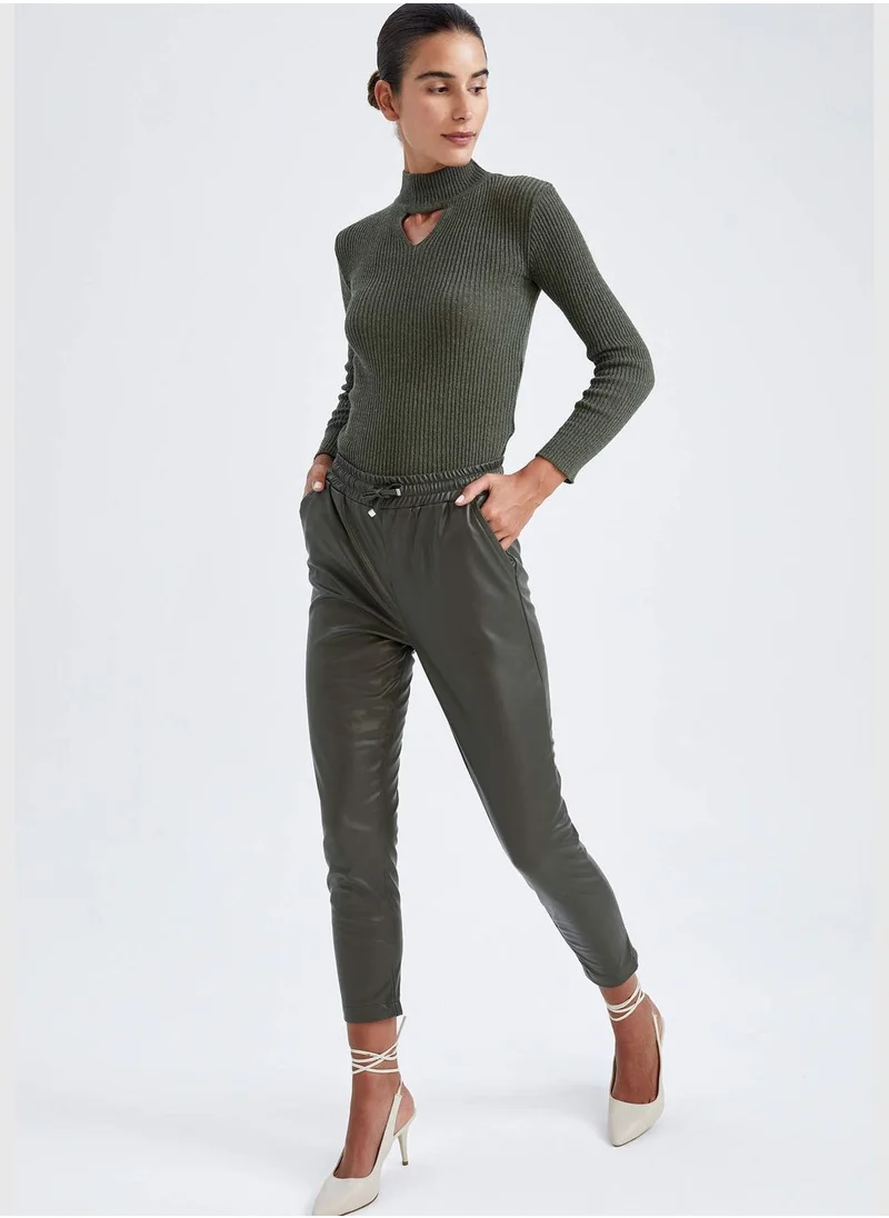 DeFacto Faux Leather Narrow Leg Trousers