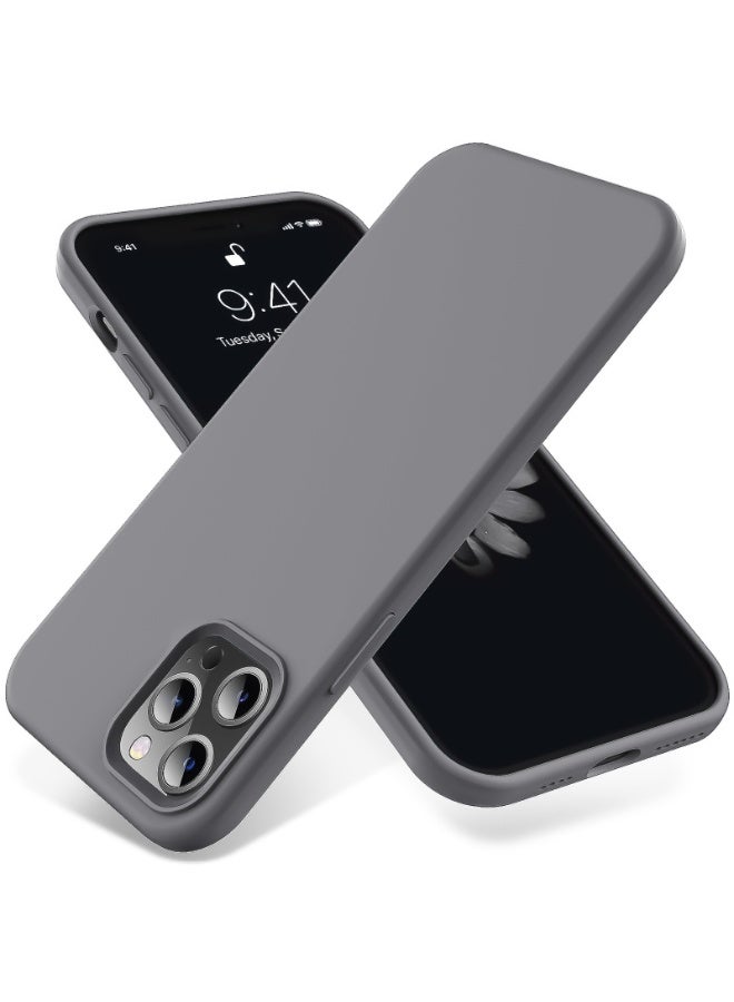 جراب متوافق مع iPhone 14 Pro Max مقاس 6.7 بوصة، جراب هاتف نحيف من السيليكون السائل مكون من 4 طبقات من المطاط الناعم المقاوم للصدمات مع بطانة من الألياف الدقيقة المضادة للخدش (رمادي فاتح) - Image 1