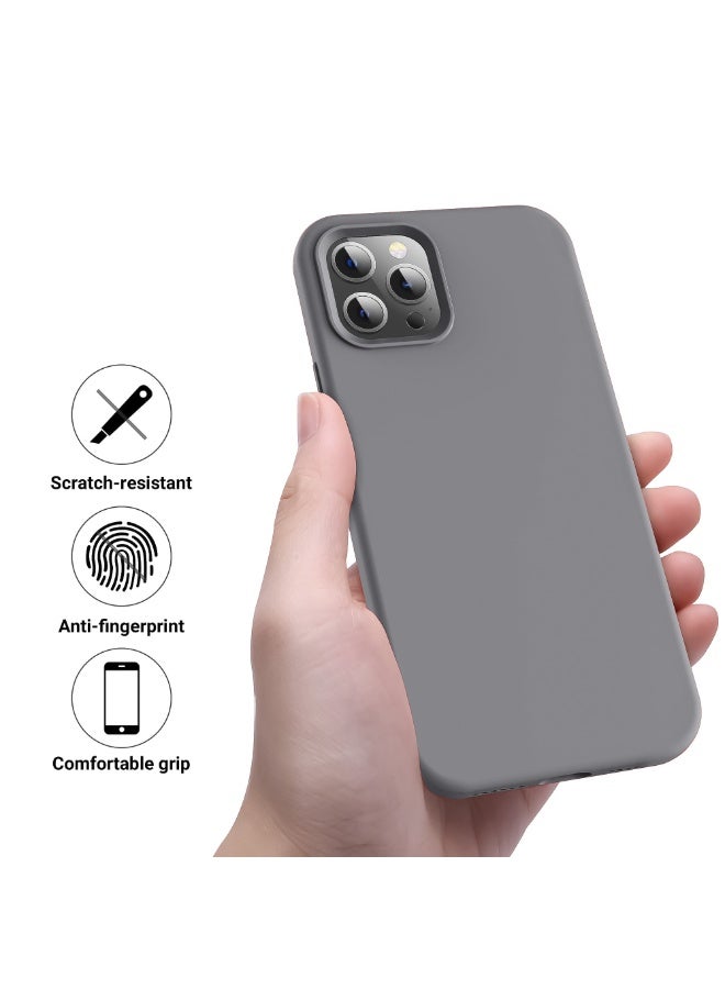 جراب متوافق مع iPhone 14 Pro Max مقاس 6.7 بوصة، جراب هاتف نحيف من السيليكون السائل مكون من 4 طبقات من المطاط الناعم المقاوم للصدمات مع بطانة من الألياف الدقيقة المضادة للخدش (رمادي فاتح) - Image 2