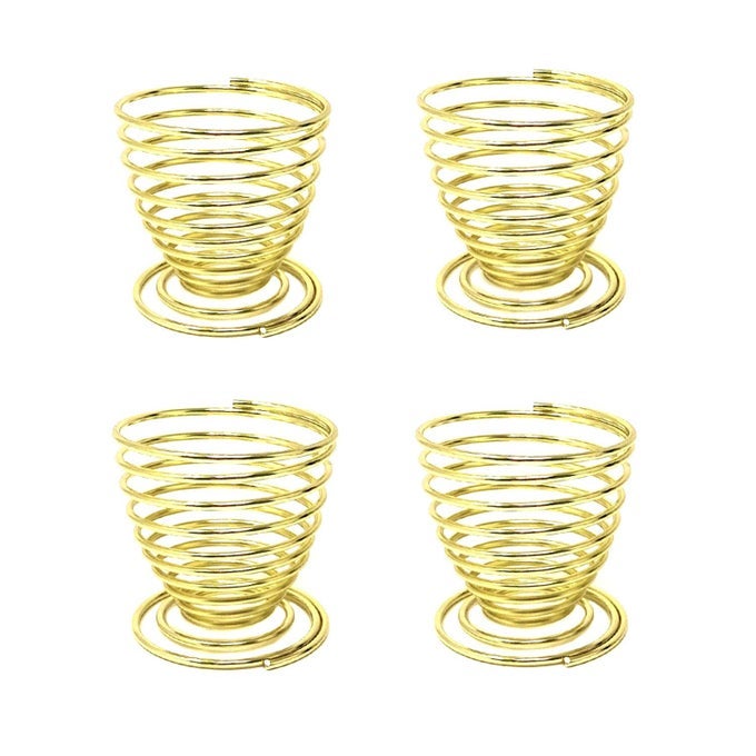 4PCS STAINLESS STEEL SPRING WIRE TRAY EGG CUPS HOLDER SERVING CUP EGG TRAY FOR EGG GOLD