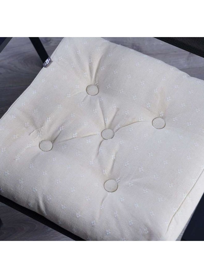 Pan Home Serenity Textured Chair Pad 40x40cm-Beige - Image 1